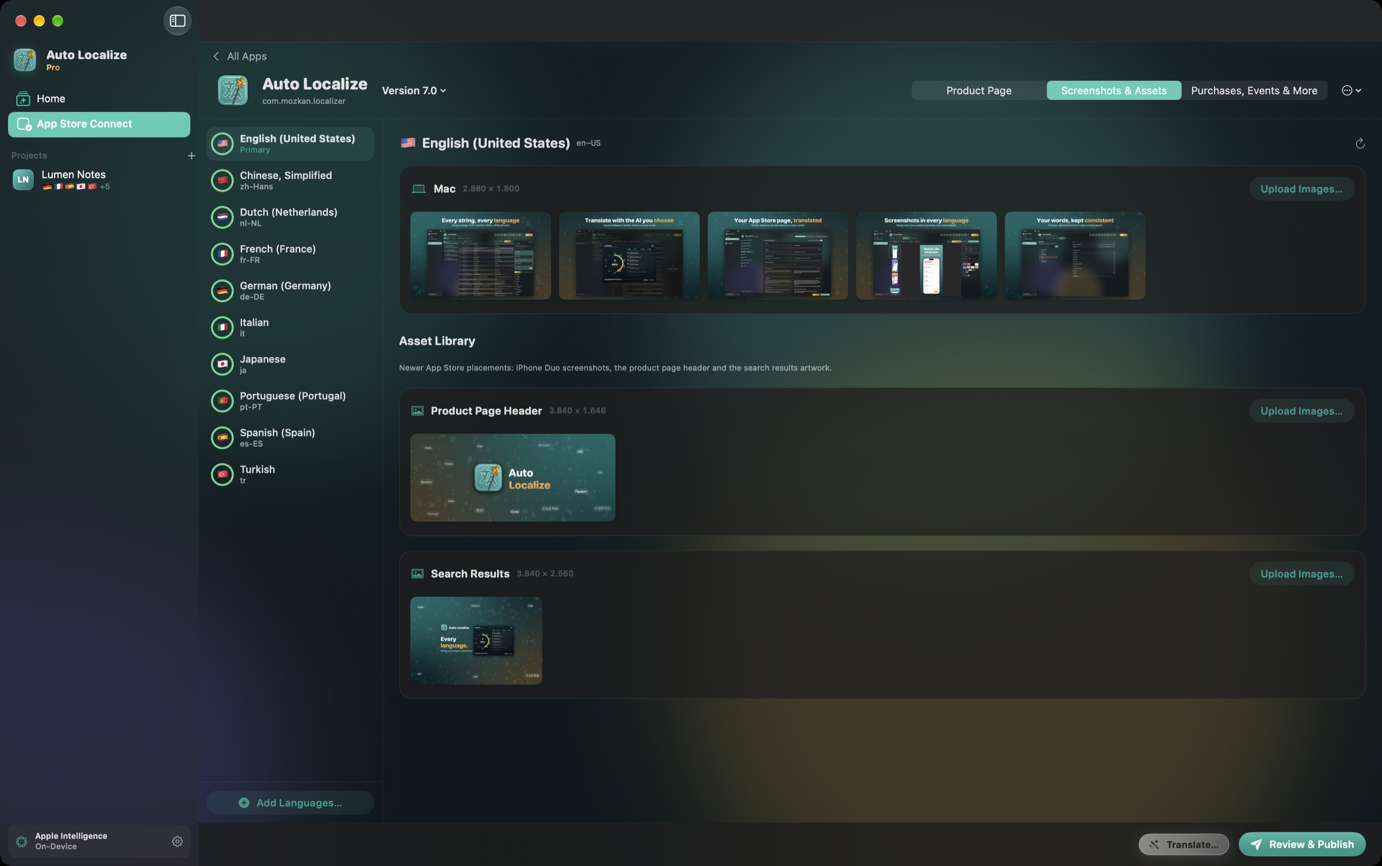 Screenshots and Asset Library placements